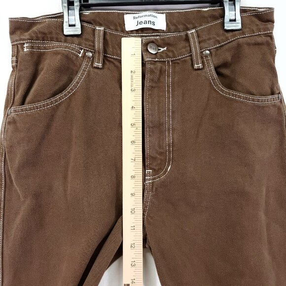 Reformation Womens Jean Size 28 Cowboy High Rise Baggy Straight-Leg Brown 28" - Picture 4 of 15